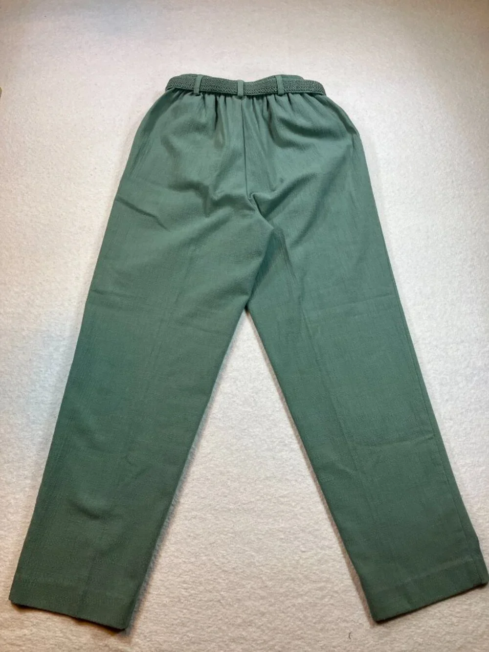 Alfred Dunner Womens Sage‎ Green Elastic Waist Belted Pants Size 8